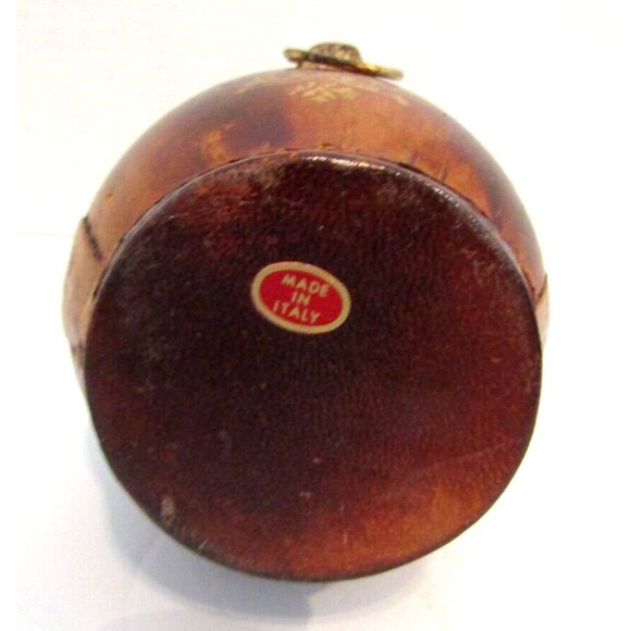 Italian Wine Decanter Vintage Brown Leather Lion Head Bottle Stopper Italy Vino - Picture 6 of 6